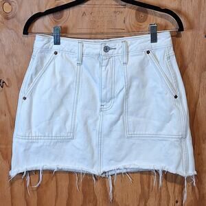 Abercrombie & Fitch Denim Skirt Women Size 4 Cream Preppy SchoolGirl University